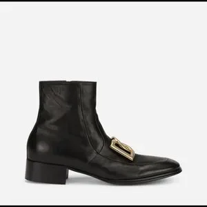 Dolce & Gabbana Nappa leather ankle boots with DG logo Calfskin ankle boots with DG logo in Black for Girls  main image 4